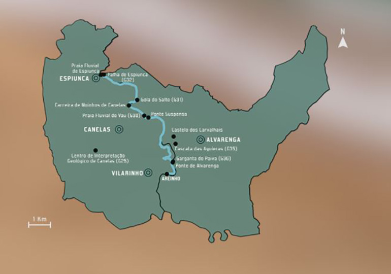 Mapa dos Passadiços do Paiva - Arouca