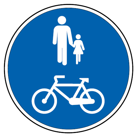 Sinal de trânsito pista obrigatória para peões e velocípedes