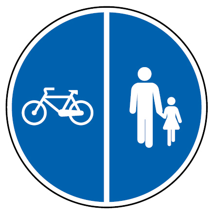 Sinal de trânsito de pista obrigatória para peões e velocípedes (com separação)