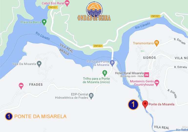 Mapa da localização da Ponte da Misarela