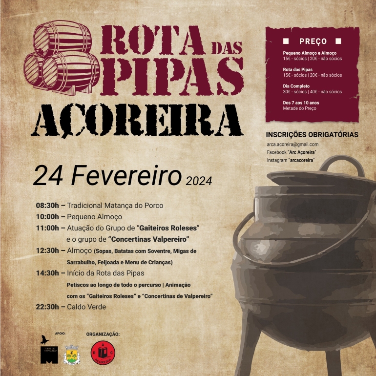 Cartaz da Rota das Pipas 2024 - Açoreira - Torre de Moncorvo