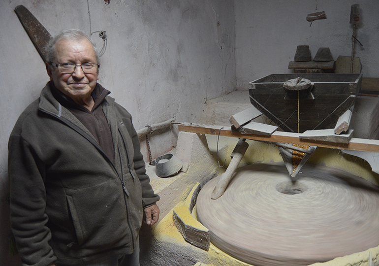 Moleiro octogenário do moinho de rodízio de Santa Cristina - Mealhada, Armindo Vieira Lopes com 85 anos de idade